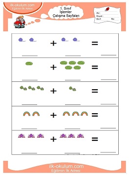 Çocuklar İçin toplam işlemi yaprak testleri 